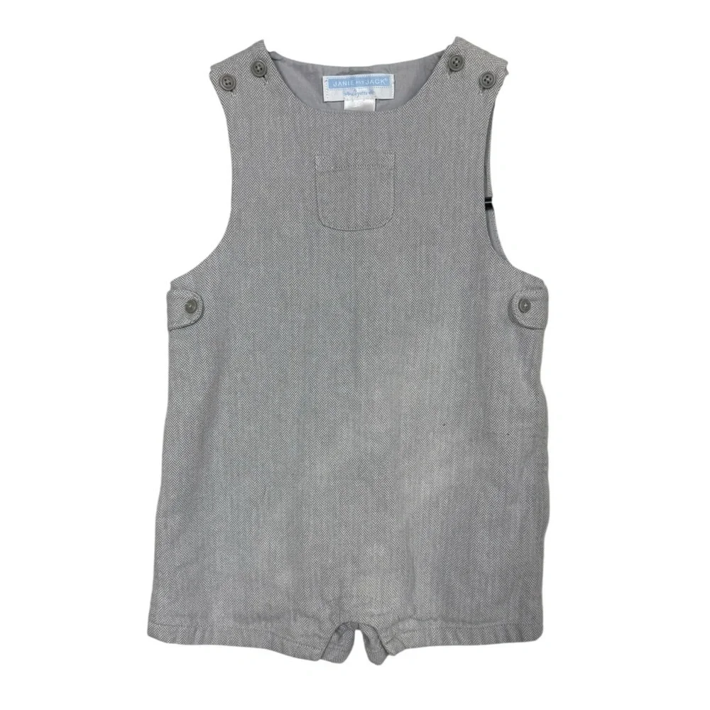 Janie And Jack Herringbone Jon Jon Overalls Size 6-12 Months